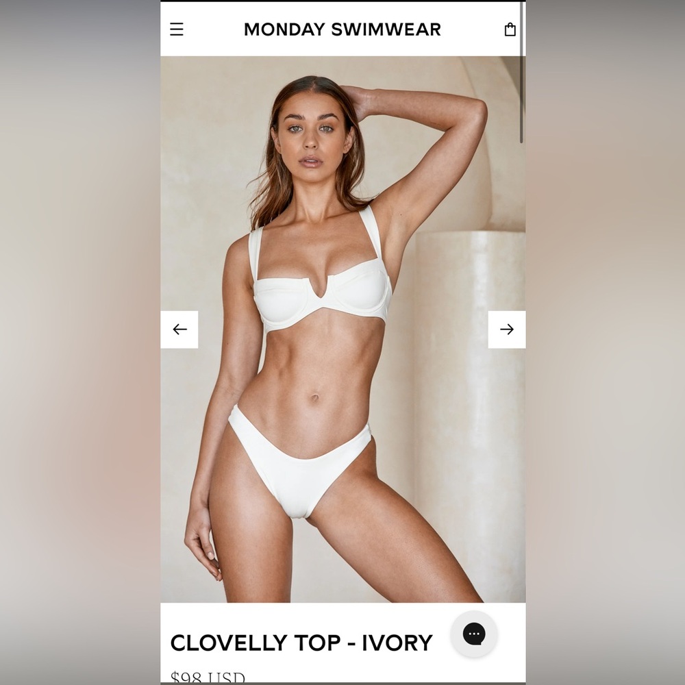 Monday Swimwear Clovelly top & Byron bottoms in the color Ivory